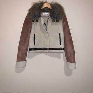 Faux fur and suede jacket